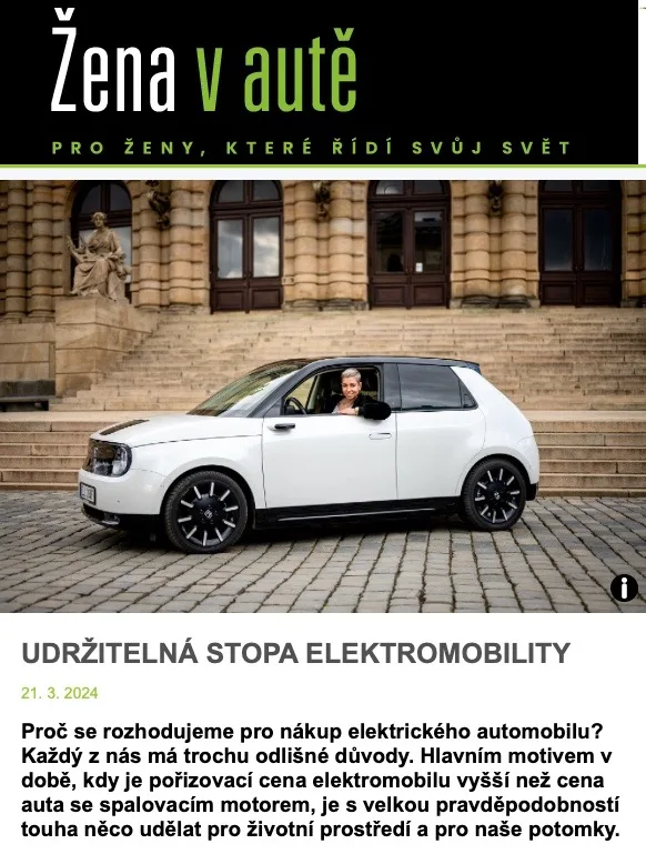 Žena v autě: Udržitelná stopa elektromobility